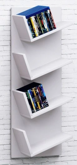 CD-Wandregal - weiß - 33 cm breit - 4 Ablagen