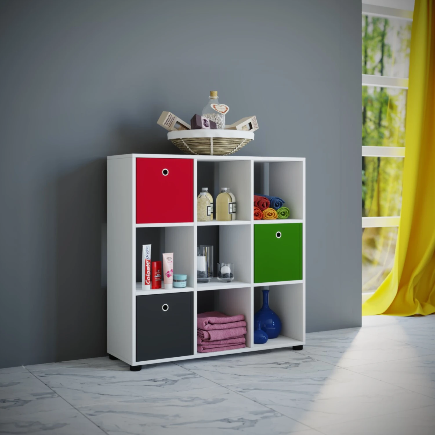 Regal BENAS 3x3 - weiß - 93 cm hoch 2 Regal BENAS 3x3 - weiß - 93 cm hoch – Bild 2