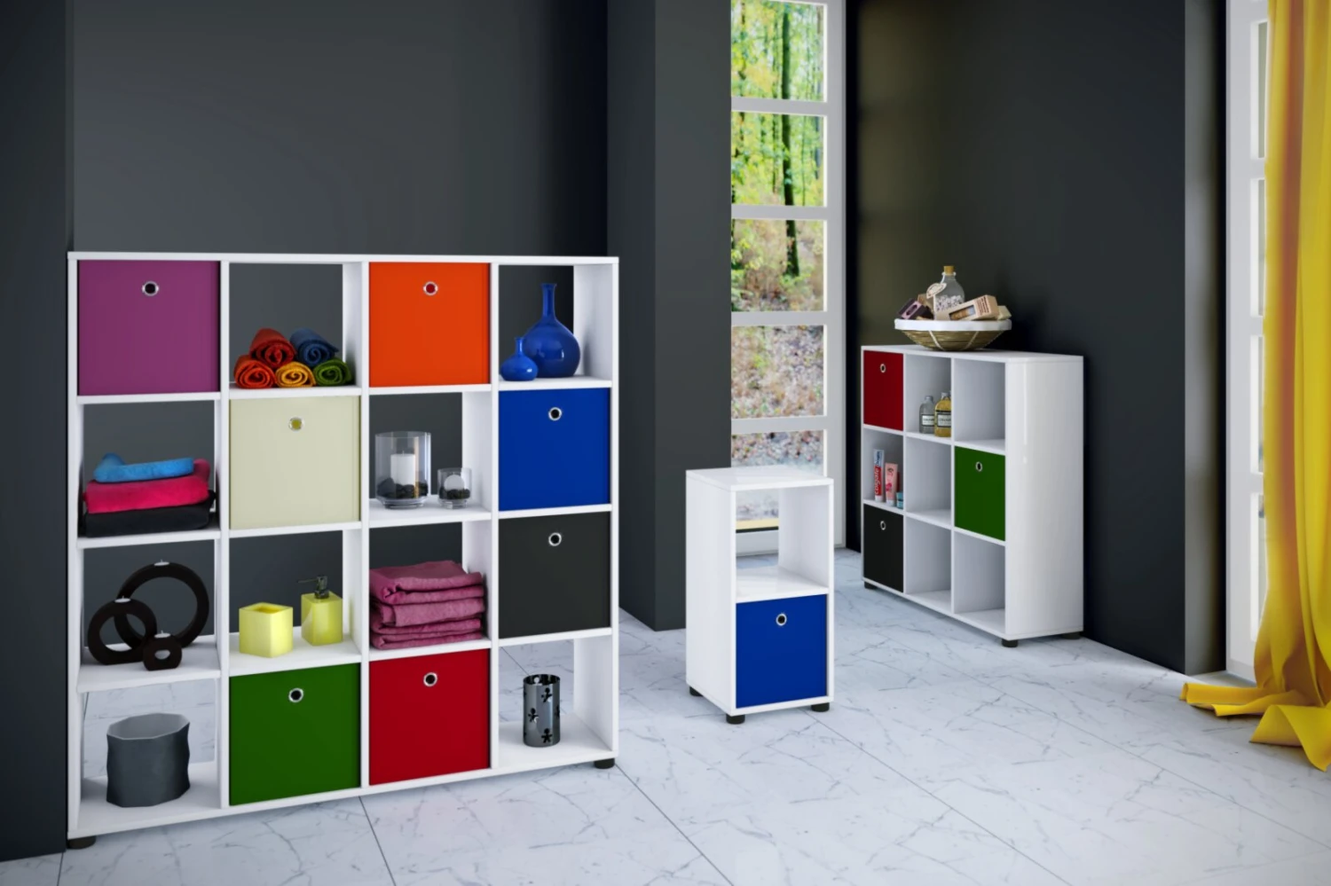 Regal BENAS 3x3 - weiß - 93 cm hoch 4 Regal BENAS 3x3 - weiß - 93 cm hoch – Bild 4