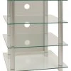 TV-Rack - silber-klar - 4 Glasböden - 54 cm breit