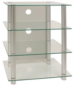 TV-Rack - silber-klar - 4 Glasböden - 54 cm breit