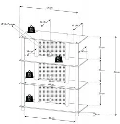 TV-Rack - silber-klar - 4 Glasböden - 54 cm breit 5 TV-Rack - silber-klar - 4 Glasböden - 54 cm breit -Wohnzimmer Verkäufe 9001646800 04 1600Wx1600H