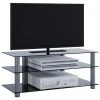 TV-Rack - silber-schwarz - 3 Glasböden - 110 cm breit