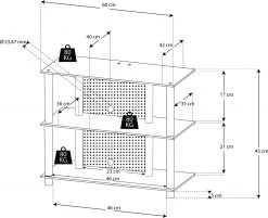 TV-Rack - silber - Klarglas - 59 cm breit -Wohnzimmer Verkäufe 9001662700 04 1600Wx1600H