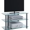TV-Rack - silber - Klarglas - 59 cm breit
