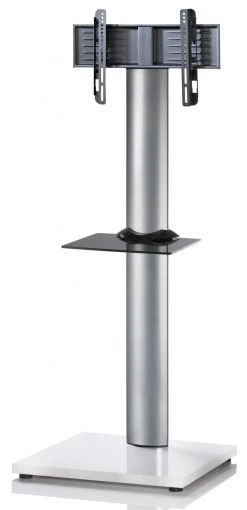 TV-Standfuß - silber - Weißlack - Schwarzglas - mit Rollen und Ablage -Wohnzimmer Verkäufe 9001666500 03 1600Wx1600H