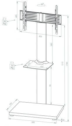 TV-Standfuß - silber - Weißlack - Schwarzglas - mit Rollen und Ablage -Wohnzimmer Verkäufe 9001666500 04 1600Wx1600H