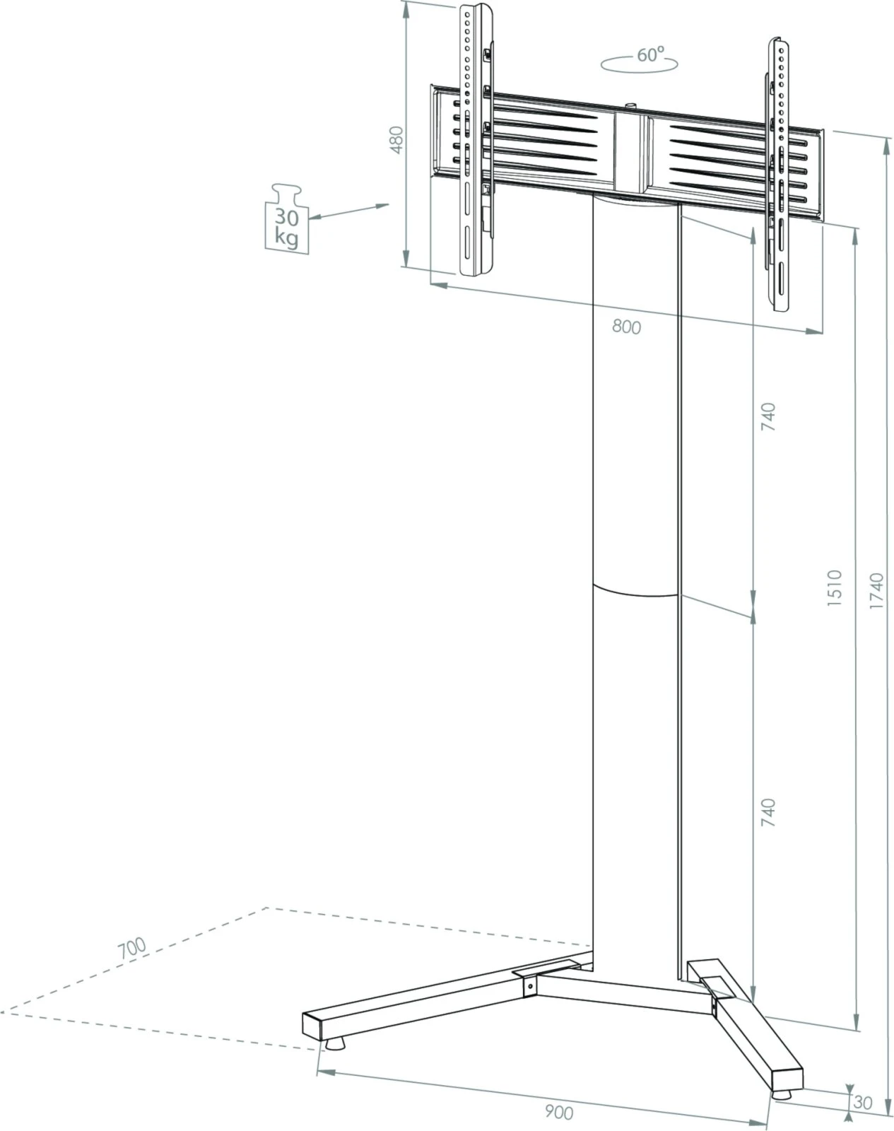 TV-Standfuß STADINO MAXI - silber 4 TV-Standfuß STADINO MAXI - silber – Bild 4