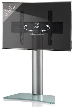 TV-Standfuß ZENTAL - silber - Mattglas