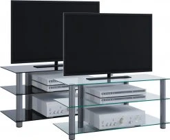 TV-Rack - silber - Klarglas - 95 cm breit -Wohnzimmer Verkäufe 9001691800 03 1600Wx1600H