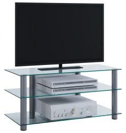 TV-Rack - silber - Klarglas - 95 cm breit