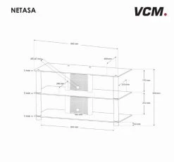 TV-Rack - silber - Schwarzglas - 95 cm breit -Wohnzimmer Verkäufe 9001691900 04 1600Wx1600H