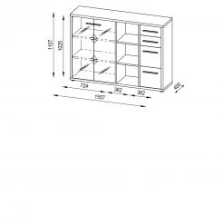Sideboard SET+ - Eiche natur - Grauglas - 156 cm -Wohnzimmer Verkäufe 9001770700 03 1600Wx1600H