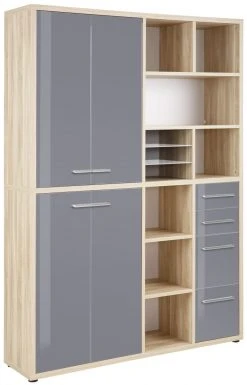 Highboard-Regal-Kombi SET+ - Eiche - Grauglas - 156 cm -Wohnzimmer Verkäufe 9001772100 03 1600Wx1600H