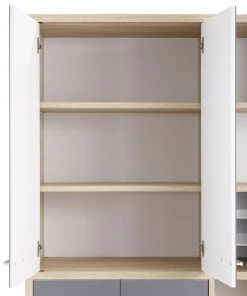 Highboard-Regal-Kombi SET+ - Eiche - Grauglas - 156 cm -Wohnzimmer Verkäufe 9001772100 04 1600Wx1600H