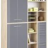 Highboard-Regal-Kombi SET+ - Eiche - Grauglas - 156 cm