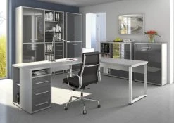 Highboard-Regal-Kombi SET+ - Platingrau - Grauglas - 156 cm -Wohnzimmer Verkäufe 9001772300 03 1600Wx1600H