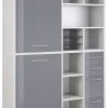 Highboard-Regal-Kombi SET+ - Platingrau - Grauglas - 156 cm