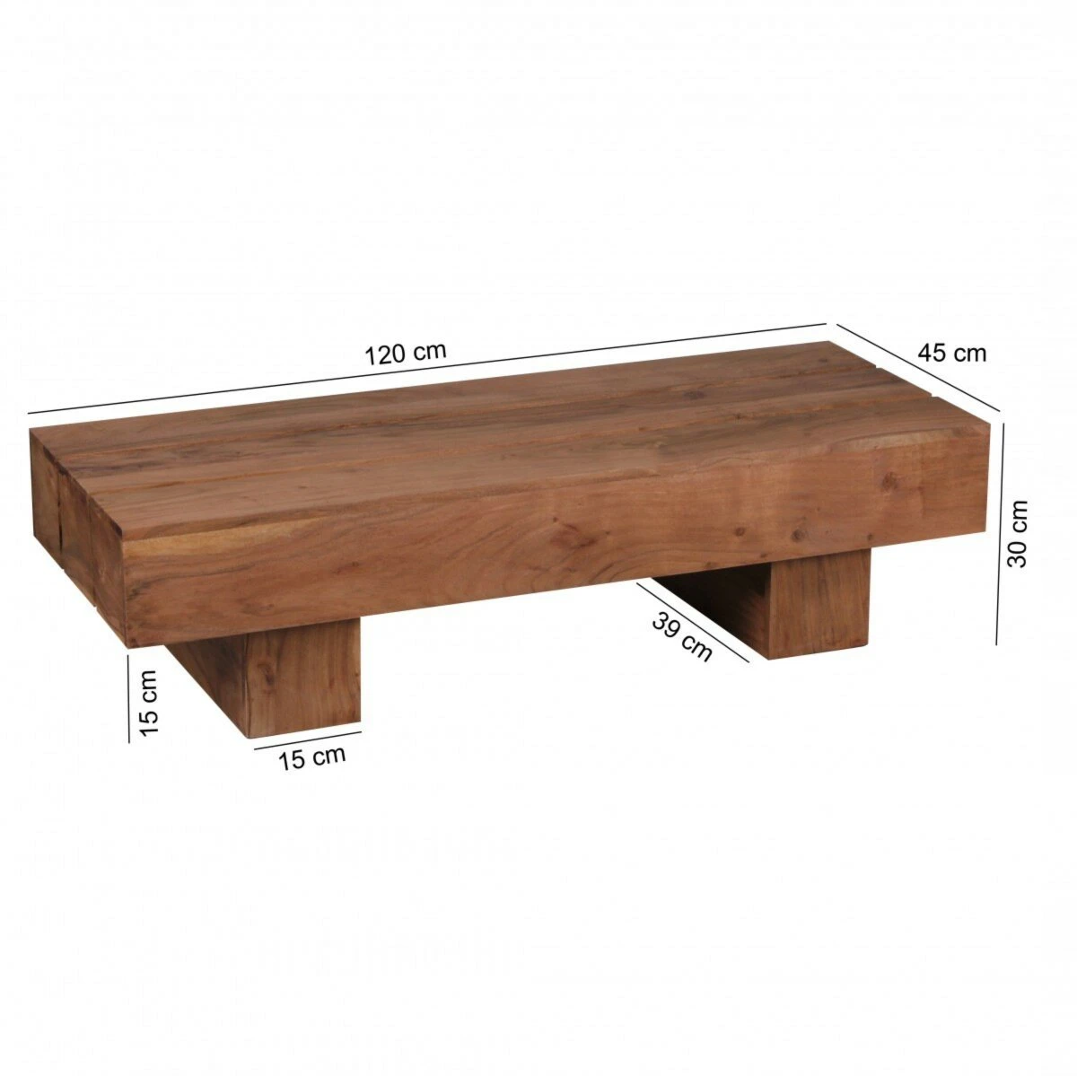 Couchtisch - Akazie massiv lackiert - 120x30 cm 2 Couchtisch - Akazie massiv lackiert - 120x30 cm – Bild 2