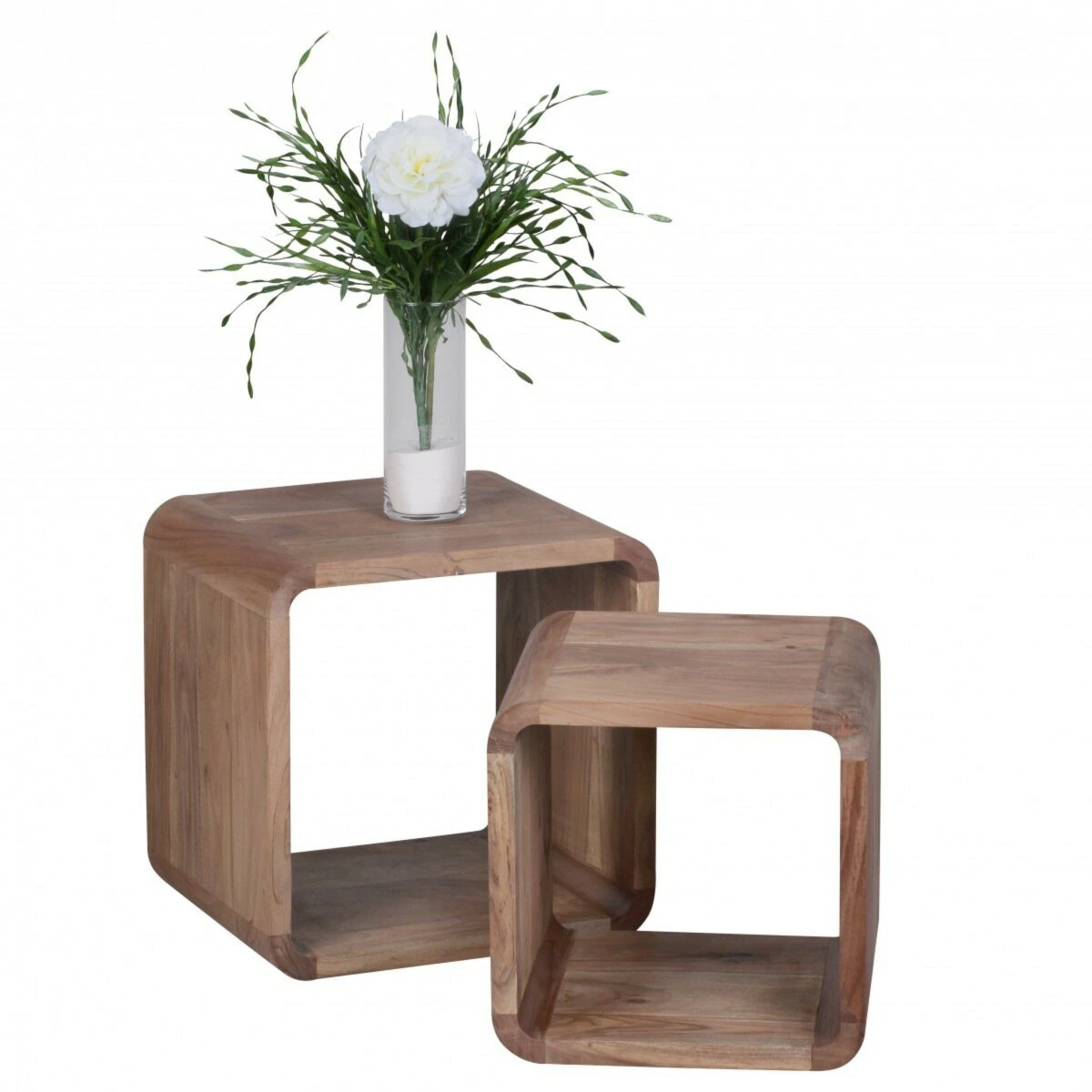 2er-Set Würfelregal - Akazie massiv lackiert - 43 cm 1 2er-Set Würfelregal - Akazie massiv lackiert - 43 cm