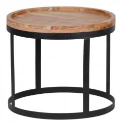 2er-Set Beistelltisch - klar lackiert - Akazie massiv