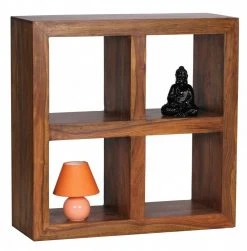 Standregal - braun gebeizt - Sheesham massiv - 82 cm hoch
