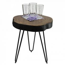 Beistelltisch - braun gebeizt - Sheesham massiv - 45 cm hoch