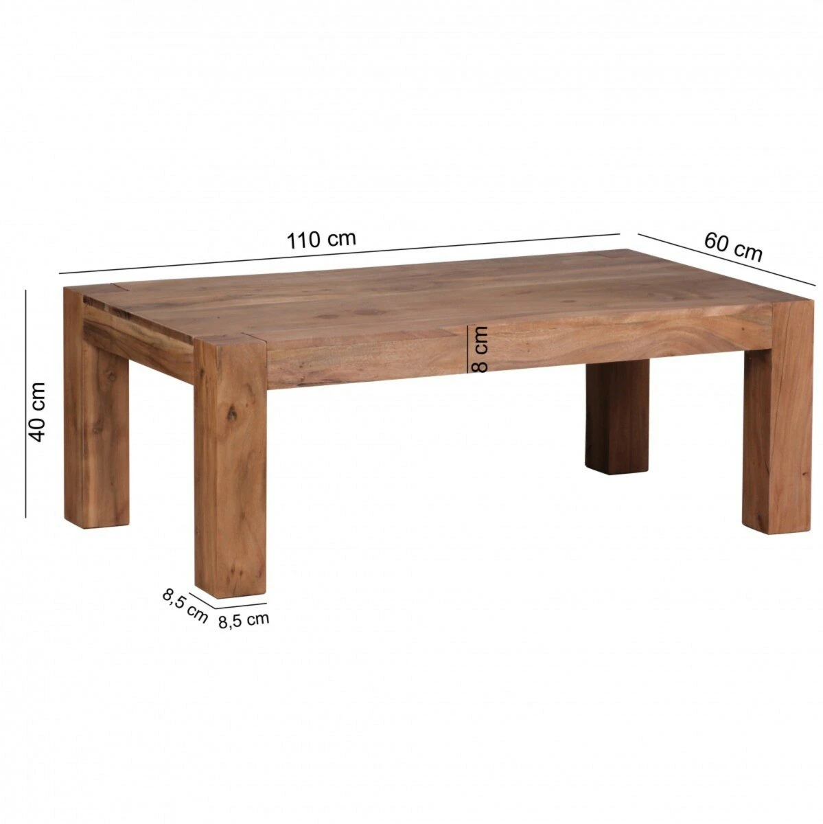 Couchtisch - Akazie massiv lackiert - 110x60 cm 3 Couchtisch - Akazie massiv lackiert - 110x60 cm – Bild 3