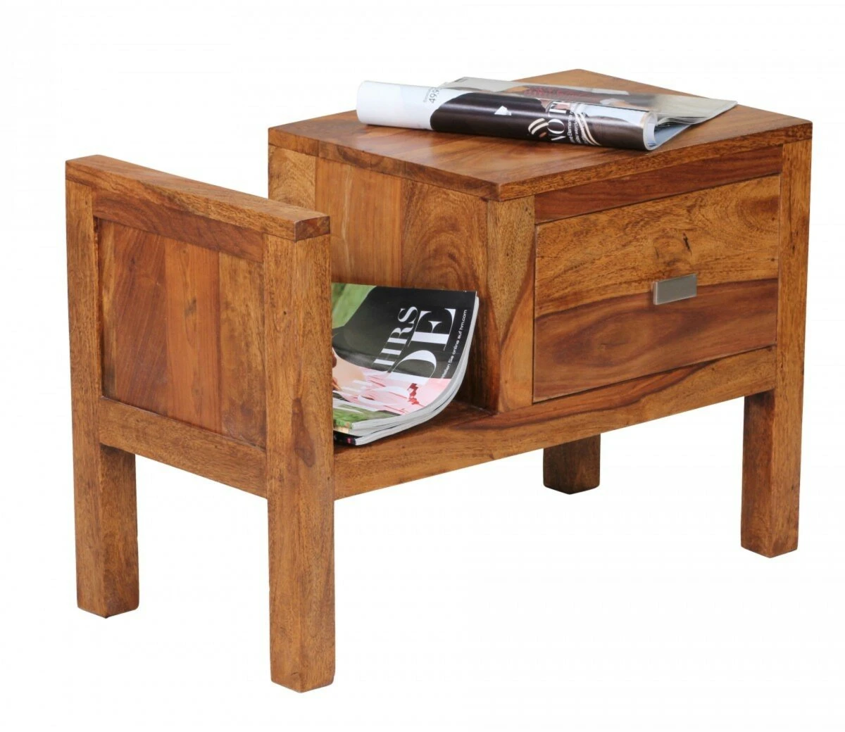 Beistelltisch - Sheesham massiv lackiert - Zeitungsablage 3 Beistelltisch - Sheesham massiv lackiert - Zeitungsablage – Bild 3