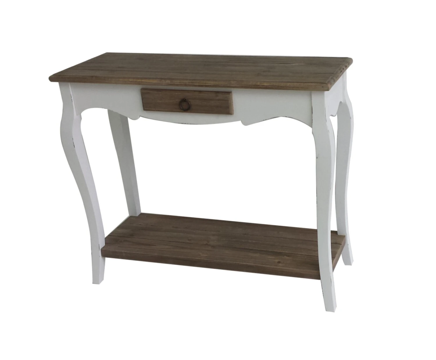 Konsolentisch - weiß - Holz antik - mit Schubkasten - 91 cm breit 1 Konsolentisch - weiß - Holz antik - mit Schubkasten - 91 cm breit