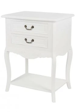 Beistelltisch - weiß - Holz - Rosengravur - 55 cm breit