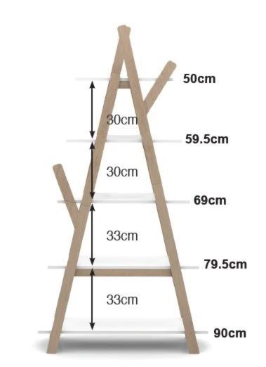 Standregal KIDDY - weiß - Kiefer massiv - 5 Böden 2 Standregal KIDDY - weiß - Kiefer massiv - 5 Böden – Bild 2