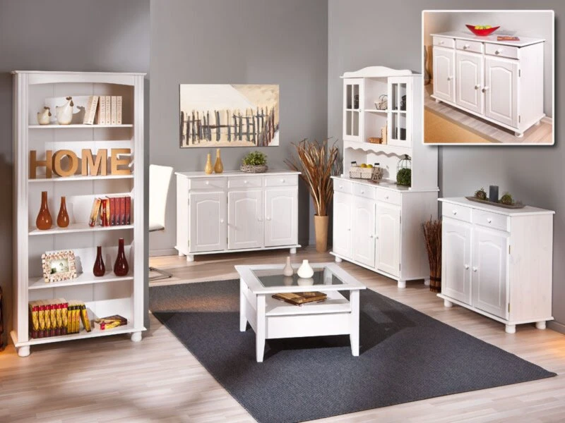 Sideboard LIVIO - weiß - Kiefer massiv 2 Sideboard LIVIO - weiß - Kiefer massiv – Bild 2