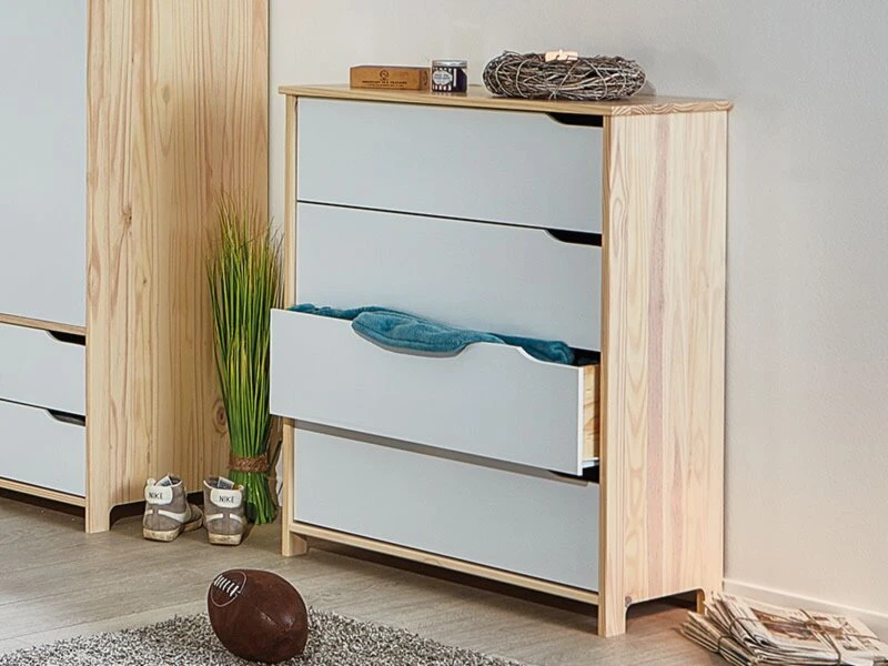 Kommode - weiß-Milkyskin - teilmassiv- 103 cm hoch 2 Kommode - weiß-Milkyskin - teilmassiv- 103 cm hoch – Bild 2