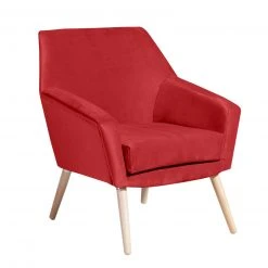 Max Winzer Cocktailsessel ALEGRO - rot-natur - Samtvelours