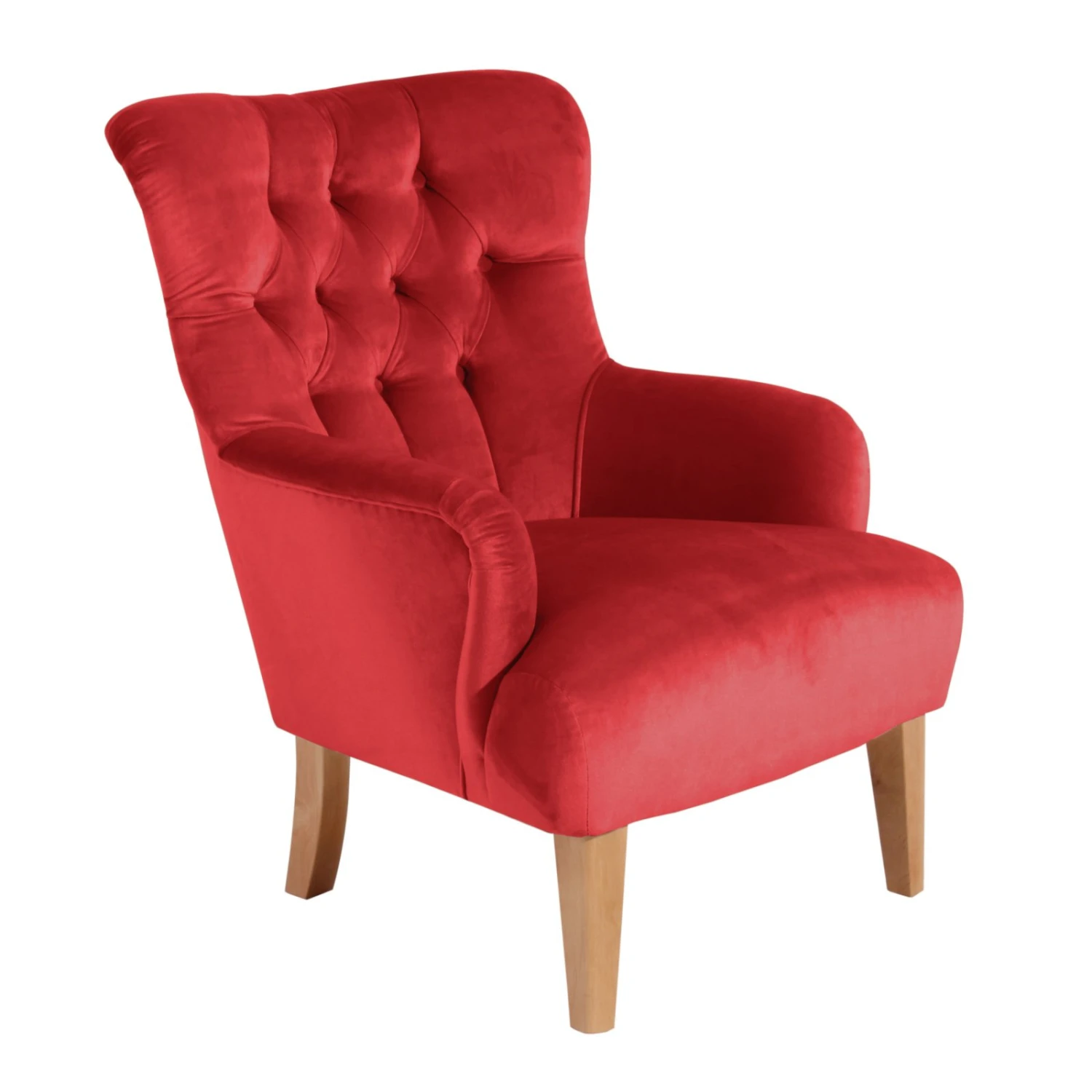 Max Winzer Ohrensessel - rot - Samtvelours - Massivholz 1 Max Winzer Ohrensessel - rot - Samtvelours - Massivholz