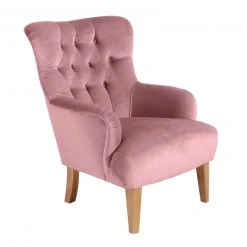 Max Winzer Ohrensessel - rose - Samtvelours - Massivholz