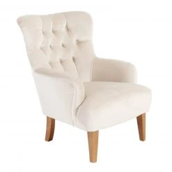 Max Winzer Ohrensessel - creme - Samtvelours - Massivholz