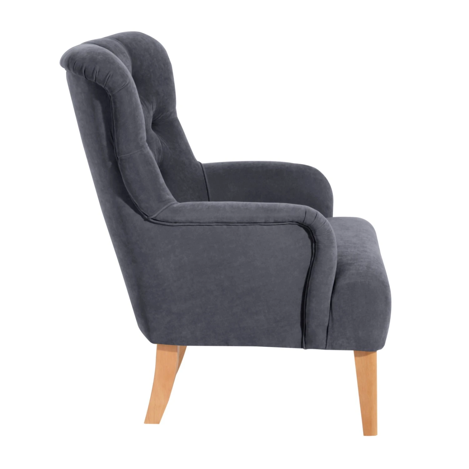 Max Winzer Ohrensessel - anthrazit - Veloursstoff - Massivholz 2 Max Winzer Ohrensessel - anthrazit - Veloursstoff - Massivholz – Bild 2