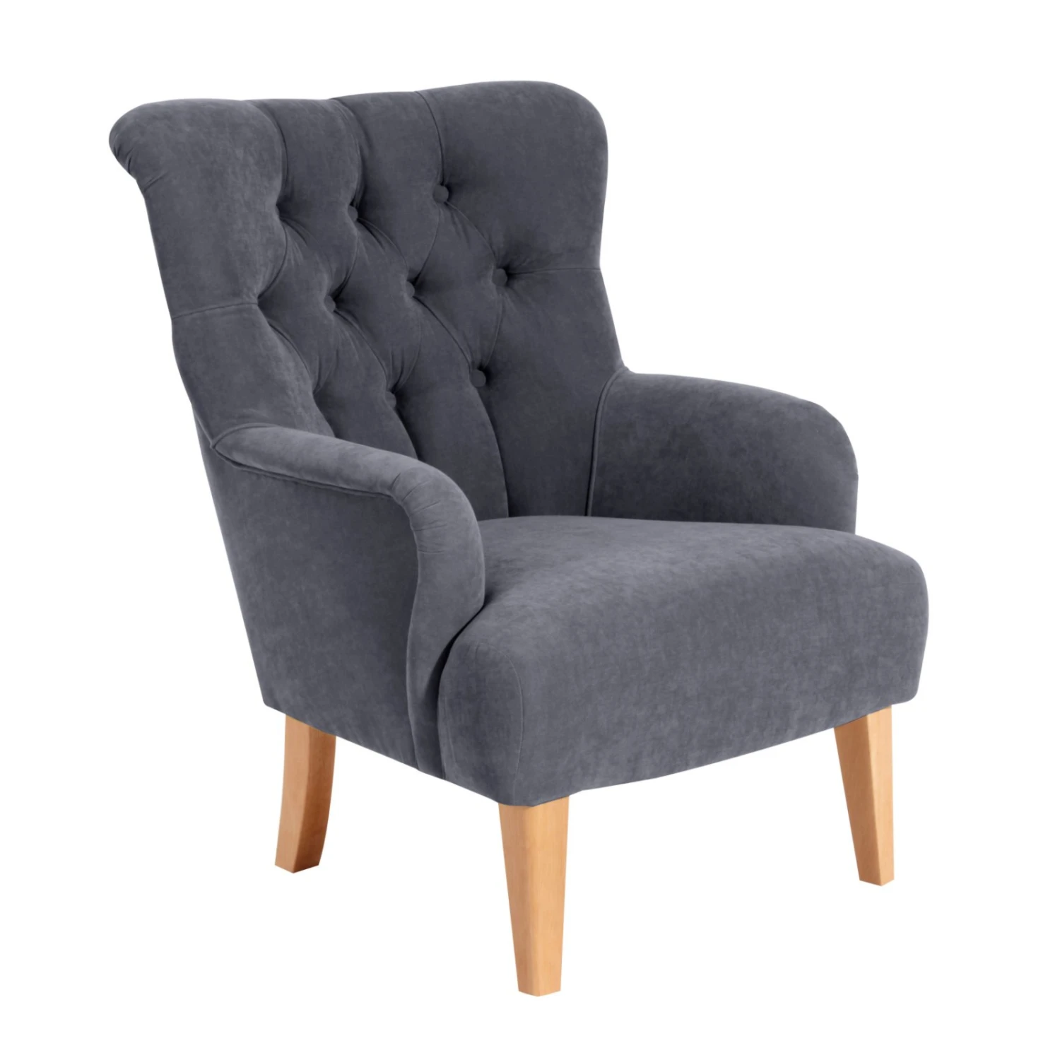 Max Winzer Ohrensessel - anthrazit - Veloursstoff - Massivholz 1 Max Winzer Ohrensessel - anthrazit - Veloursstoff - Massivholz