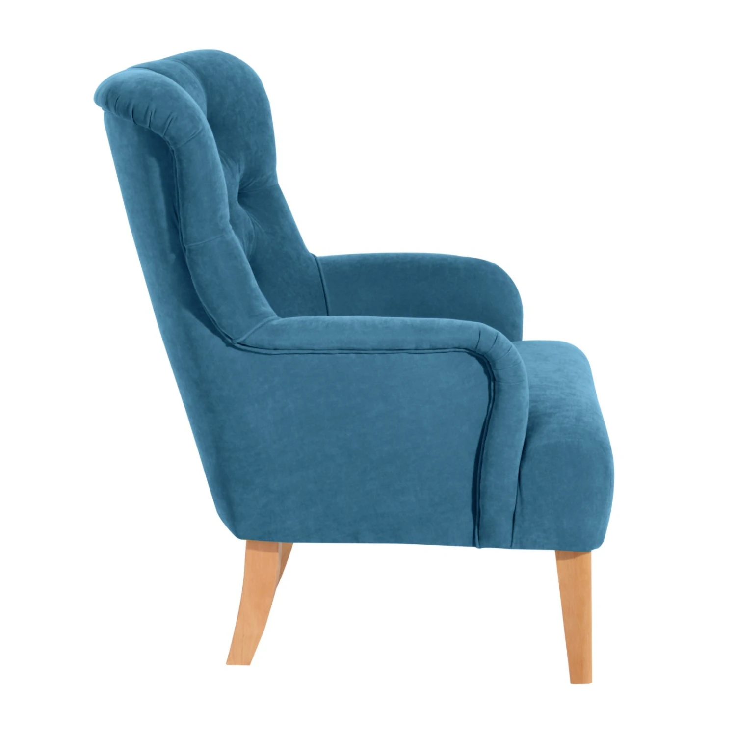 Max Winzer Ohrensessel - petrol - Veloursstoff - Massivholz 2 Max Winzer Ohrensessel - petrol - Veloursstoff - Massivholz – Bild 2