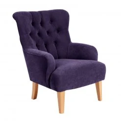 Max Winzer Ohrensessel - violett - Veloursstoff - Massivholz