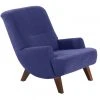 Max Winzer Sessel - blau - Veloursstoff - Buche massiv Füße