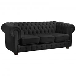 Max Winzer Sofa - 3-Sitzer - schwarz - Kunstleder