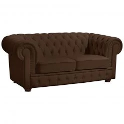 Max Winzer Ledersofa - 2-Sitzer - braun - Massivholz