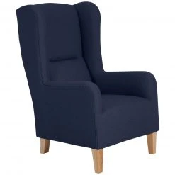Max Winzer Ohrensessel - dunkelblau - Leinenoptik - mit Keder