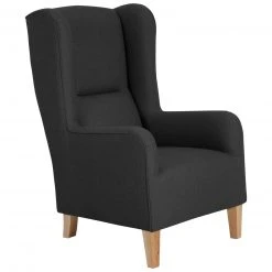 Max Winzer Ohrensessel - schwarz - Leinenoptik - mit Keder