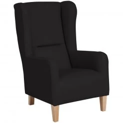 Max Winzer Ohrensessel - schwarz - Kunstleder - mit Keder