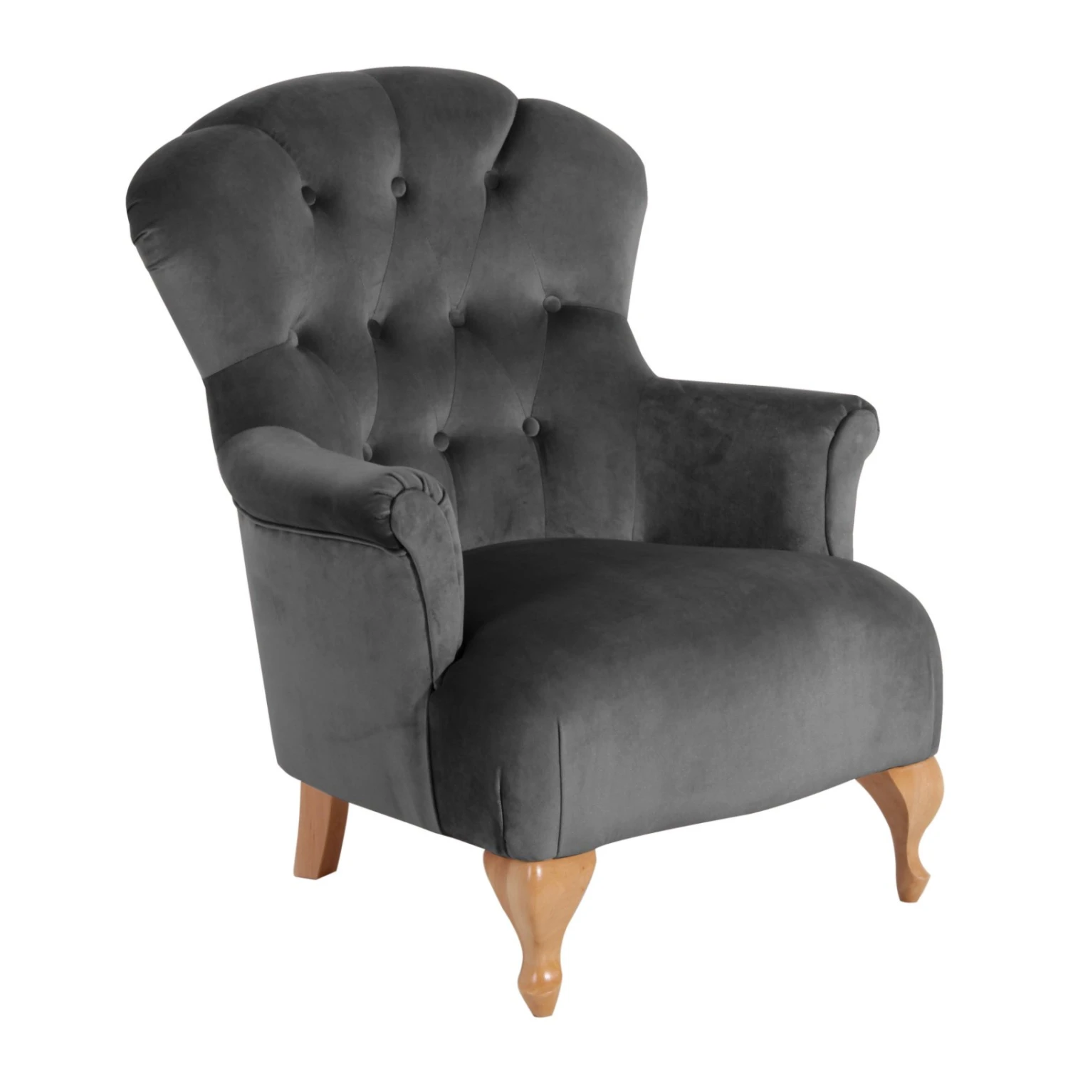 Max Winzer Sessel - anthrazit - Samtvelours - Buche massiv 1 Max Winzer Sessel - anthrazit - Samtvelours - Buche massiv