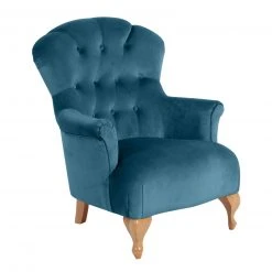 Max Winzer Sessel - petrol - Samtvelours - Buche massiv